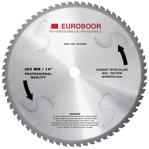 Euroboor Lama ferăstrău Ø355 mm, 66 dinți, pentru oțel inoxidabil, compatibilă Euroboor EDC.135